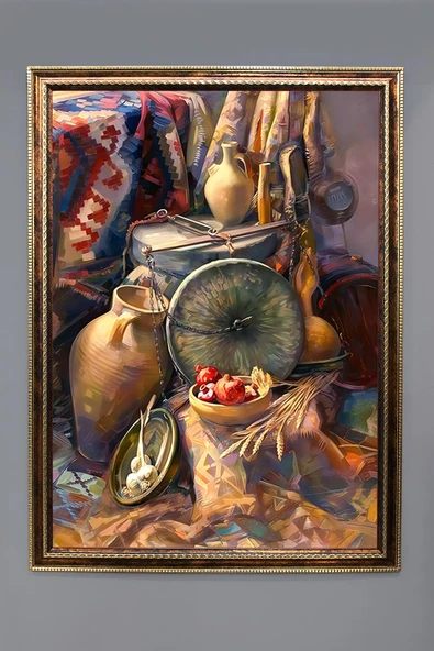 Natürmort Desenli Çerçeveli Duvar Tablosu 50x70cm NAT10 RENKLİ 50 X 70