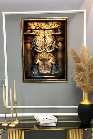 Antik Mısır Desenli Çerçeveli Duvar Tablosu 50x70cm MISIR17 RENKLİ 50 X 70 - 2