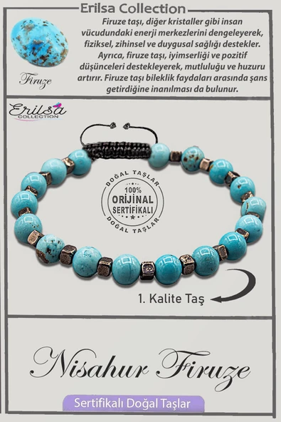 Sertifikalı AAA+ Kalite Gerçek Terahertz - Nişabur Firuze Taşı Bileklik - İran ürün görseli