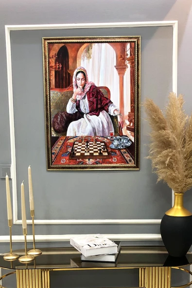 Dekoratif Modern Çerçeveli Oryantalist Osmanlı Desenli Duvar Tablosu 50x70 CM OSMN04 RENKLİ 50 X 70 - 2