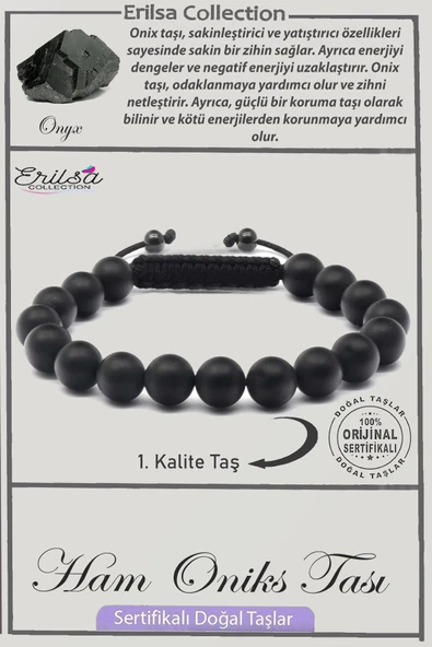 Sertifikalı Ham İşlenmemiş AAA+ Kalite Gerçek Oniks Taşı Bileklik ürün görseli