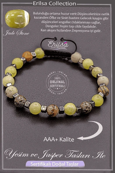 Sertifikalı AAA+ Kalite Gerçek Terahertz - Yeşim Jasper Taşı Bileklik ürün görseli 1