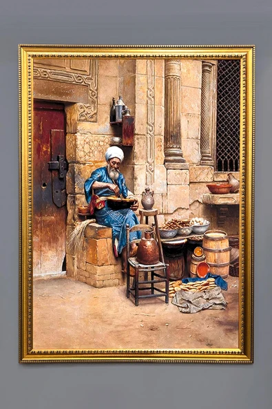 Dekoratif Modern Çerçeveli Oryantalist Osmanlı Desenli Duvar Tablosu 50x70 CM OSMN03 RENKLİ 50 X 70