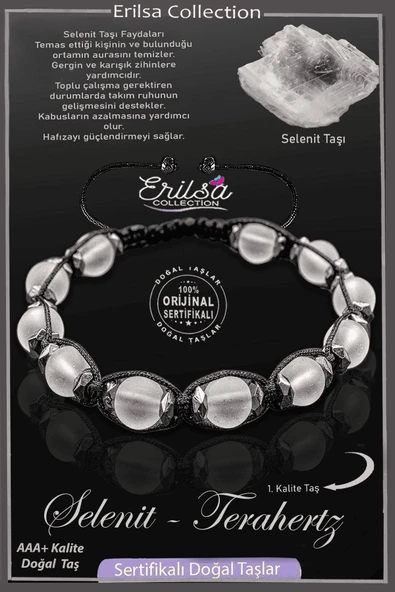Sertifikalı Ham İşlenmemiş Gerçek Terahertz - Selenit Taşı Bileklik ürün görseli
