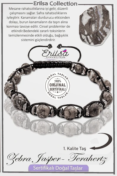 Sertifikalı Gerçek AAA+ Terahertz - Zebra Jasper Taşı Bileklik ürün görseli