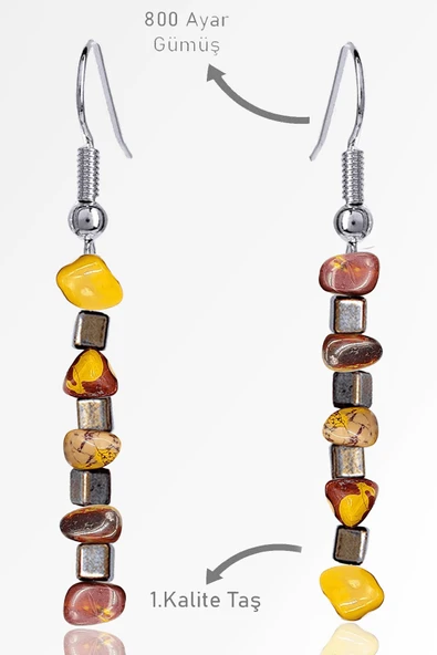 Sertifikalı Ham Kırık Taşlı Model Mookaite Jasper Taşı Küpe ürün görseli