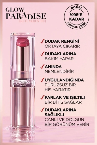 L'Oreal Paris Glow Paradise Balm-in-lipstick - Işıltı Veren Ruj 191 Nude Heaven - 8