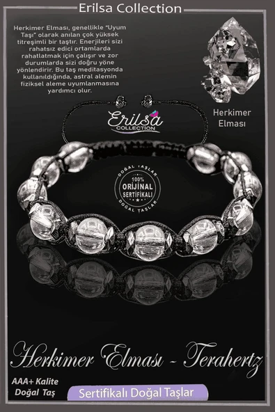 Sertifikalı Terahertz - Herkimer Elması Bileklik - Herkimer Diamond ürün görseli 1