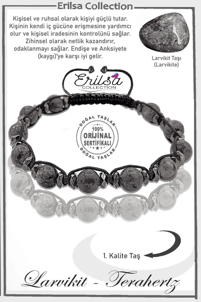 Sertifikalı Gerçek AAA+ Terahertz - Larvikit Taşı Bileklik- Ayarlamalı ürün görseli