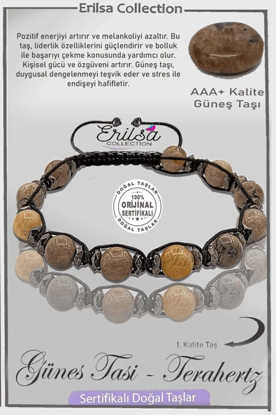 Sertifikalı AAA+ Gerçek Terahertz - Güneş Taşı Bileklik - Ayarlamalı ürün görseli