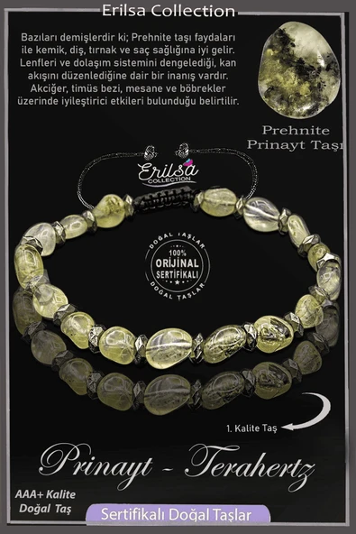 Sertifikalı Amorf Model AAA+ Terahertz - Prinayt Taşı Bileklik (Prehnite Taşı) ürün görseli