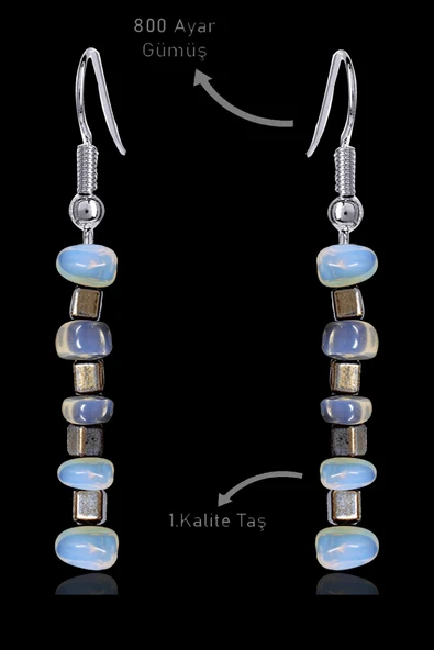 Sertifikalı Ham Kırık Taşlı Model Opal - Opalit Taşı Küpe ürün görseli