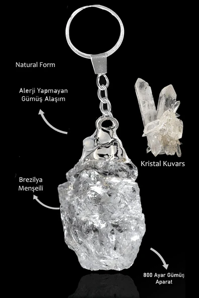 Sertifikalı Gerçek Ham İşlenmemiş Model Kristal Kuvars Taşı Doğal Taş Anahtarlık
