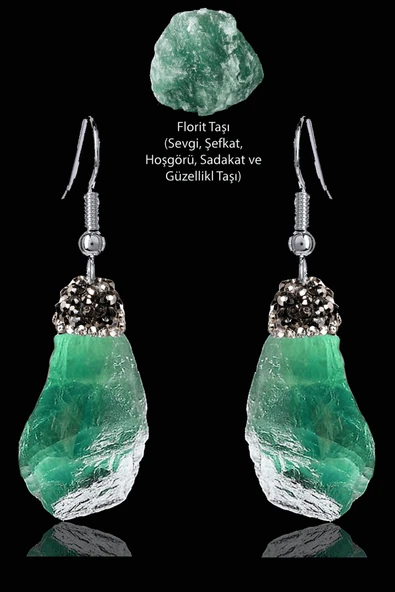 Sertifikalı Zirkon Taşlı Model Ham İşlenmemiş Florit Taşı Küpe ürün görseli