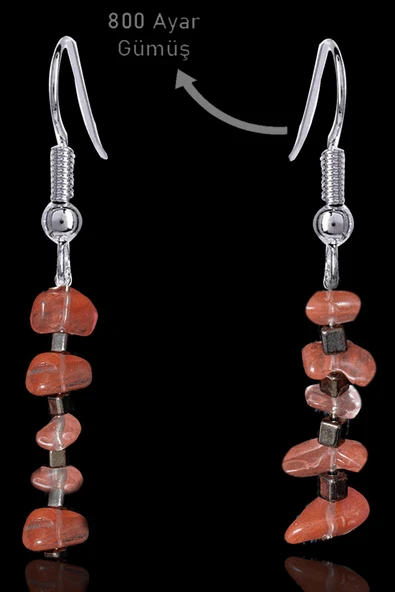 Sertifikalı Kırık Taşlı Model Rose Kuvars Taşı Küpe