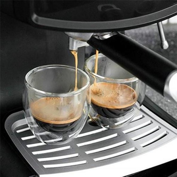2 Adet 250 ml Çift Duvarlı Espresso Magnolia Tatlı Cam Bardak Çay Kahve Süt Kupa Bardak Borosilikat Çift Cidarlı Cam Bardak - 2