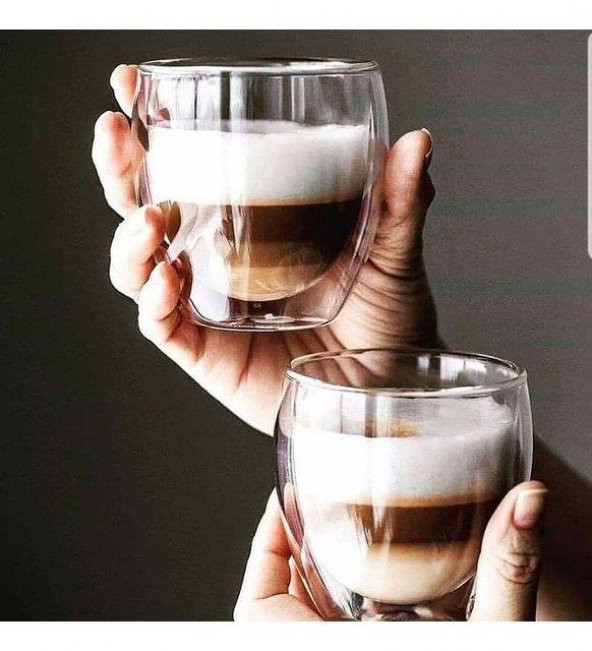 2 Adet 250 ml Çift Duvarlı Espresso Magnolia Tatlı Cam Bardak Çay Kahve Süt Kupa Bardak Borosilikat Çift Cidarlı Cam Bardak - 4