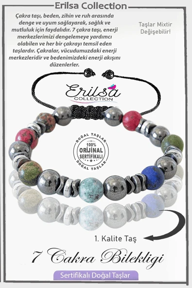 Sertifikalı Gerçek Ham İşlenmemiş Hematit - 7 Çakra Doğal Taş Bileklik ürün görseli
