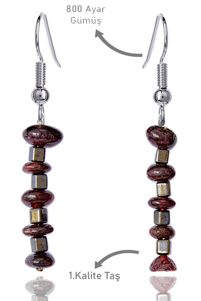 Sertifikalı Kırık Taşlı Model Lal - Garnet Taşı Küpe ürün görseli