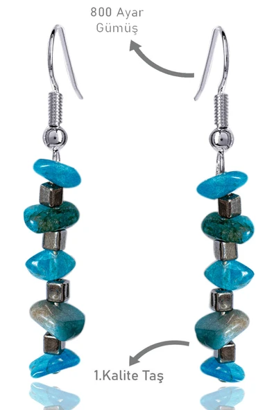 Sertifikalı Kırık Taşlı Model Apatit Taşı Küpe ürün görseli