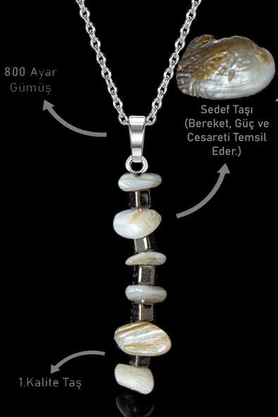 Sertifikalı Kırık Taşlı Model Sedef Taşı Kolye ürün görseli