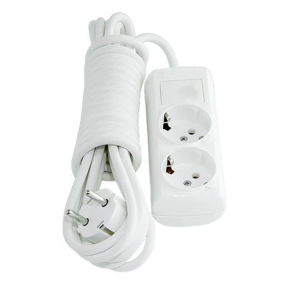 2'li Topraklı Kablolu Grup Priz Fiş Çoğaltıcı 10 Metre Çoklu Asmalı Uzatma Kablosu Anahtarsız - 2