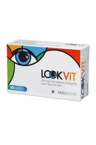 LOOKVİT BALIK YAĞI, LUTEİN, ZEAKSANTİN VE RESVERATROL İÇEREN KAPSÜL TAKVİYE EDİCİ GIDA 30 KAPSÜL
