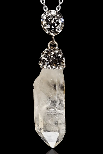 Sertifikalı Zirkon Taşlı Ham İşlenmemiş Kristal Kuvars Taşı Kolye - Resim 2