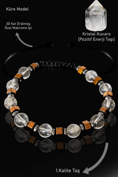 Sertifikalı Gerçek Rose Hematit - Kristal Kuvars Taşı Bileklik - 6 mm ürün görseli