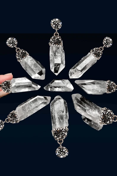 Sertifikalı Zirkon Taşlı Ham İşlenmemiş Kristal Kuvars Taşı Kolye - Resim 3