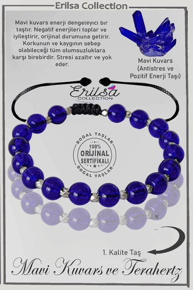 Sertifikalı Gerçek Silver Hematit - Gece Mavisi Kuvars Taşı Bileklik - Ayarlamalı ürün görseli
