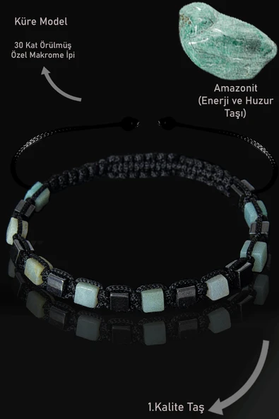 Sertifikalı Küp Model Terahertz - Amazonit Taşı Bileklik - Ayarlamalı ürün görseli