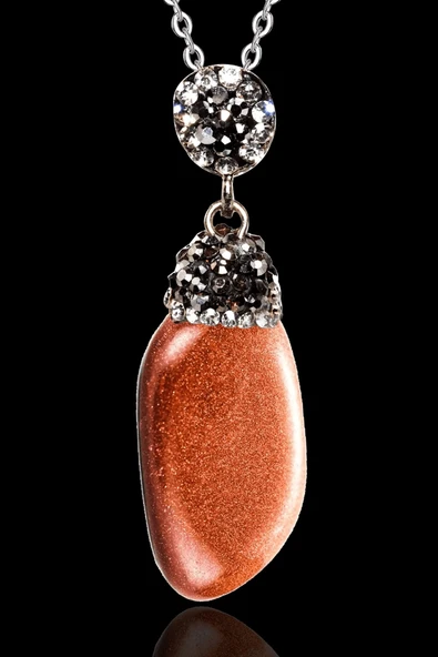 Sertifikalı Zirkon Taşlı Tamburlanmış Kahverengi Yıldız Taşı Kolye - Resim 2