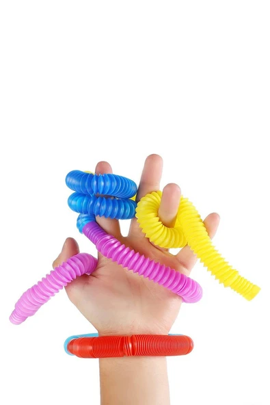 Pop Play Tubes Duyusal Stres Oyuncağı Mini 5li Akordiyon Borular: Bükün, Uzatın, Sesini Dinleyin! Eğlence ve Rahatlama Bir Arada! - 3