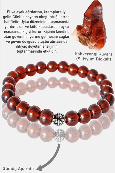 Sertifikalı AAA+ Kahverengi Dumanlı Kuvars Taşı Bileklik - Gümüş Aparatlı ürün görseli