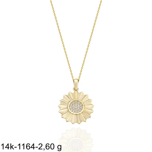 Güneş Çok Şık 14 Ayar Altın Kolye - Resim 2