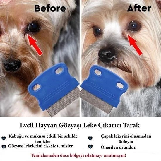 BUFFER® Evcil Hayvan Kedi Köpek Pire Tarağı ve Köpek Gözyaşı Lekesi Tarağı - 2