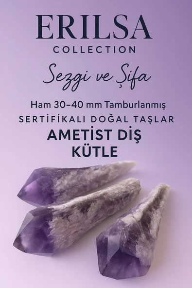 Sertifikalı Doğal Ametist Diş Kütle 30-40 mm – Sezgi ve Şifa Taşı ürün görseli
