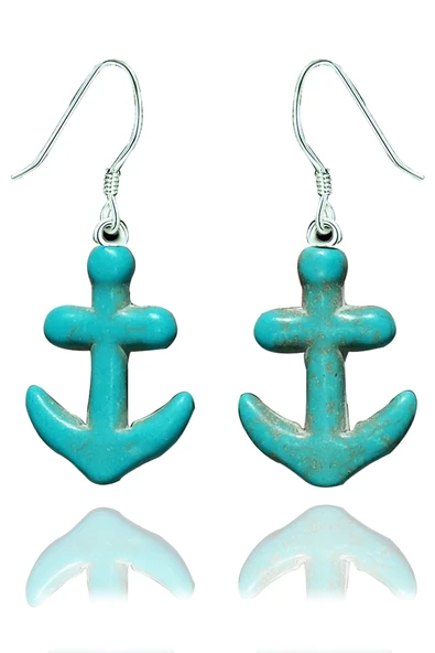 Sertifikalı Çapa Model Gerçek Firuze Taşı Küpe (Turkuaz Taşı) ürün görseli