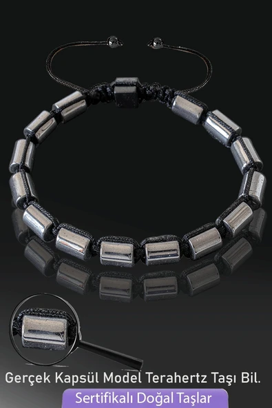 Sertifikalı Kapsül Model Gerçek Terahertz Taşı Bileklik - Titreşim Taşı ürün görseli 1
