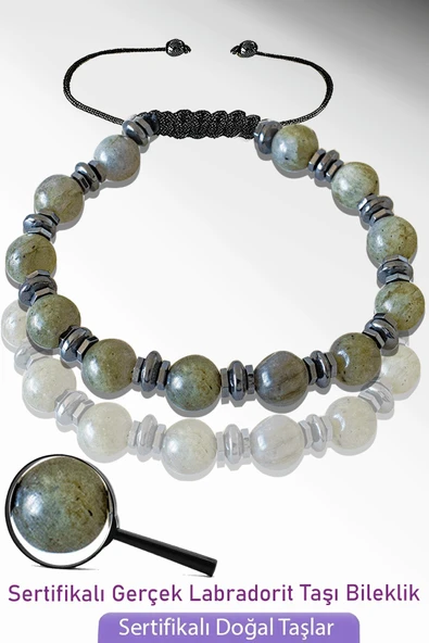 Sertifikalı Gerçek Yansımalı Labradorit Taşı Bileklik - Ayarlamalı ürün görseli 1