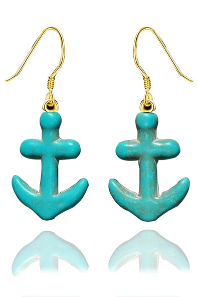 Sertifikalı Gold Çapa Model Gerçek Firuze Taşı Küpe (Turkuaz Taşı) ürün görseli