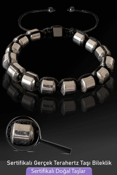 Sertifikalı Fıçı Kesim Fasetli Terahertz Taşı Bileklik - Titreşim Taşı ürün görseli