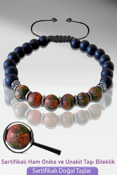 Sertifikalı Doğal Ham Oniks - Unakit Taşı Bileklik - Ayarlamalı ürün görseli