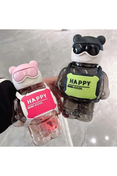 Robottle Pembe Figürlü Suluk Robot Matara Polikarbon Su Matarası 800ml Okul Suluğu - 5