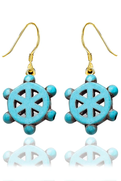 Sertifikalı Gold Gemi Dümeni Firuze Taşı Küpe (Turkuaz Taşı) ürün görseli