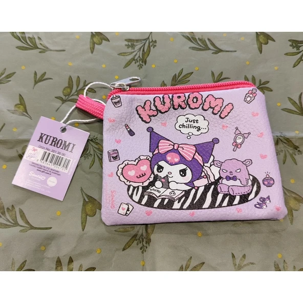 Çocuk Fermuarlı Para Çantası Cüzdan Kuromi Hello Kitty Figürlü Suni Deri