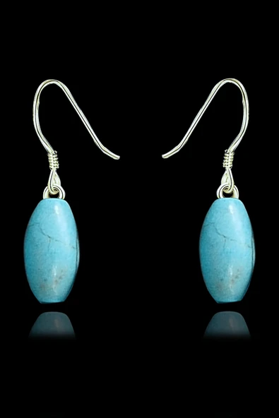 Sertifikalı Arpa Kesim Firuze Taşı Küpe (Turkuaz Taşı) ürün görseli