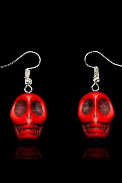 Sertifikalı Gümüş İskelet Model Kırmızı Havlit Taşı Kolye ve Küpe Seti - 2