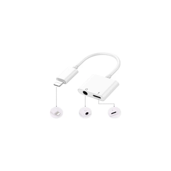 Adaman Iphone Tüm Seri Şarj Kulaklık Dönüştürücü 2in1 3.5mm Jack - 3